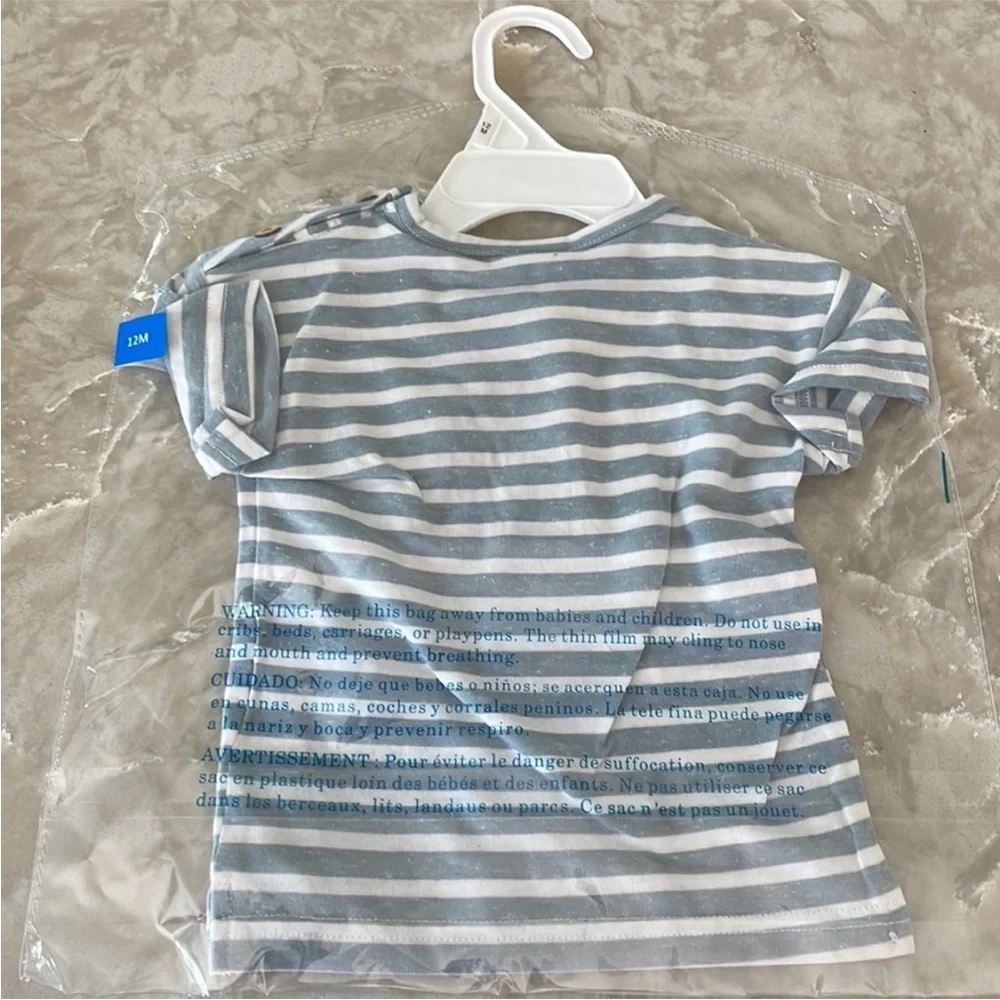 NWT First Wave Dillards Shirt Baby Blue/White Striped MSRP $18 Size: 12 mos - Picture 5 of 10